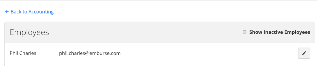 Employees list with edit button for updating Employee ID.