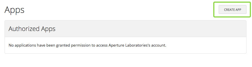 Applications page with the Create App button in Emburse Cards