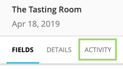 Transaction details page with the Activity option visible.