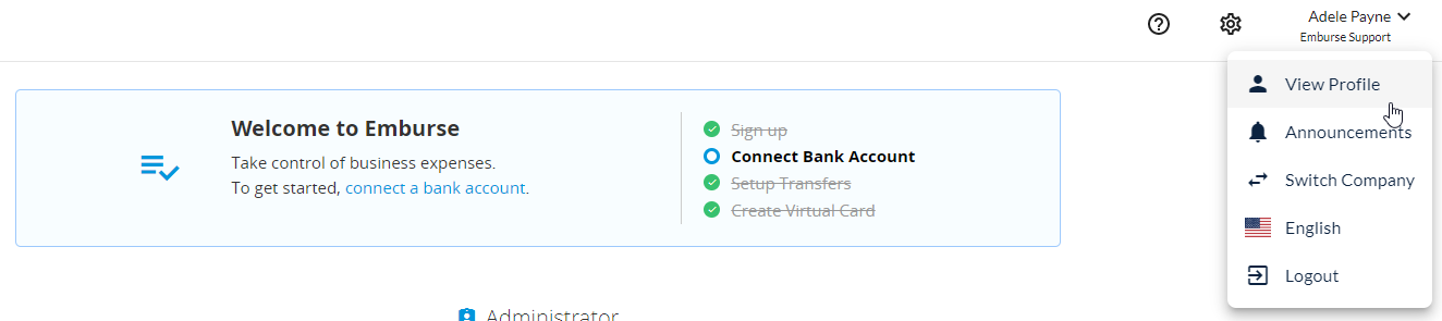 View Profile option in the user dropdown menu.