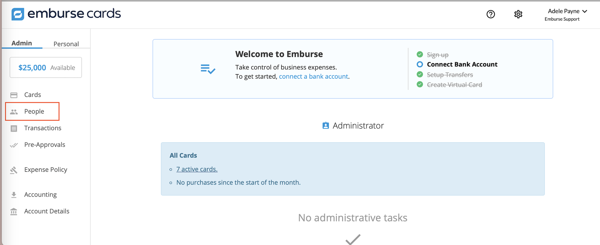 Admin tab showing the People page where members are managed.