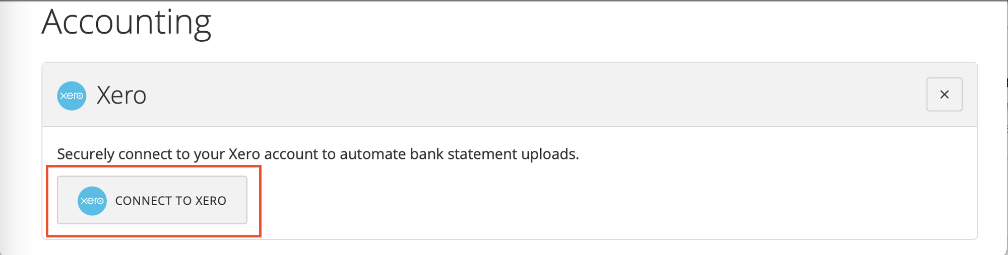 Connect to Xero button on the integration setup screen.