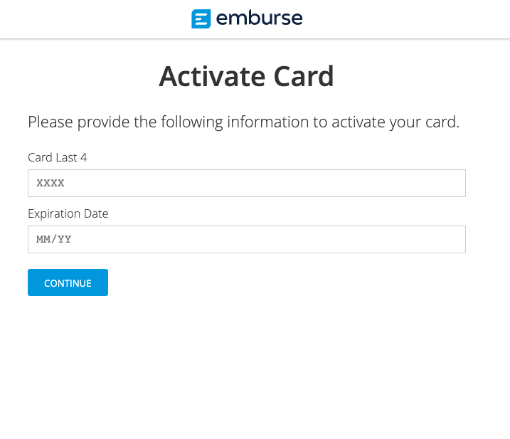 Activation screen requesting the last four digits and expiration date.
