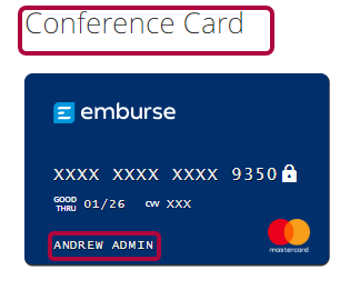 Virtual card preview showing the card description displayed at the top of the card image.