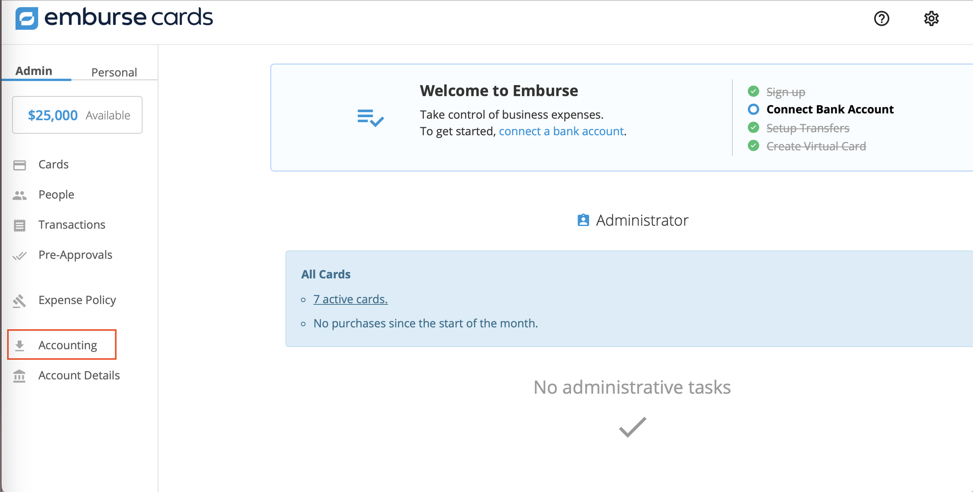 Accounting section navigation showing access to the Lists page.